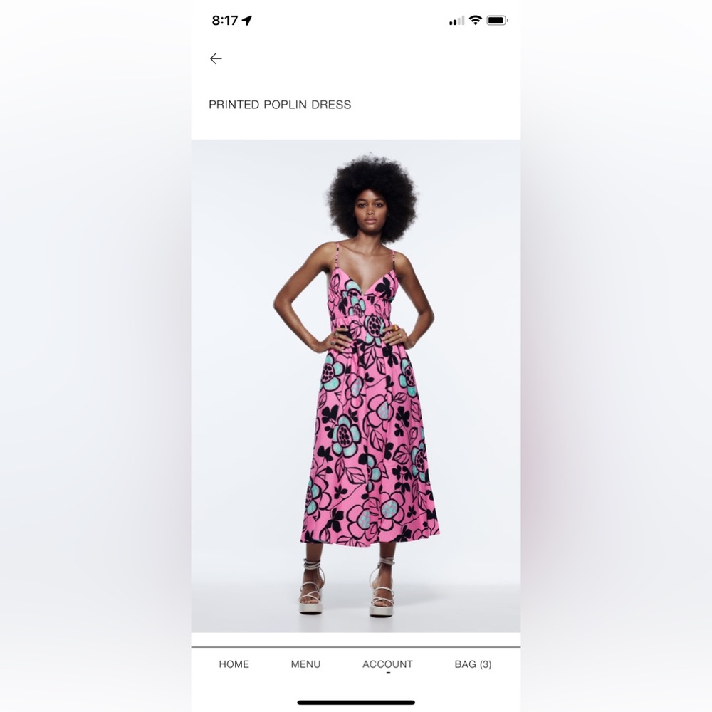 Zara Printed Poplin Dress Size Med